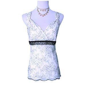 NWOT! NY&C Ivory-and-Black Lace Overlay Top